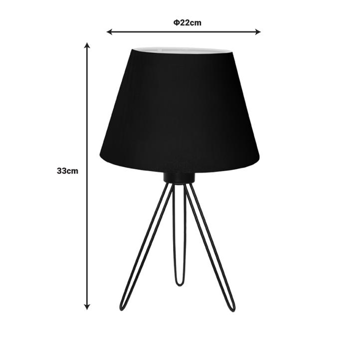 Table lamp Sherini pakoworld metal and fabric in black color 22x22x33cm