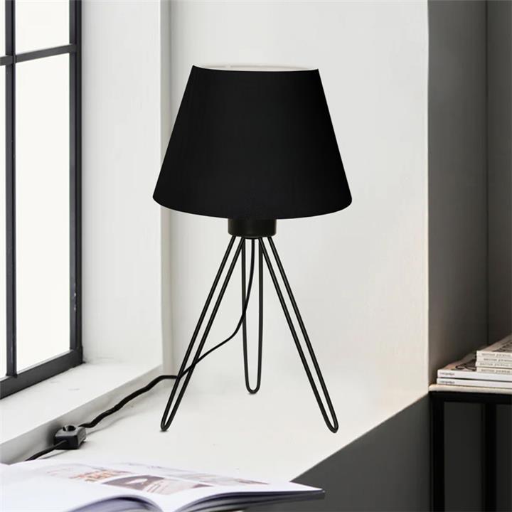 Table lamp Sherini pakoworld metal and fabric in black color 22x22x33cm