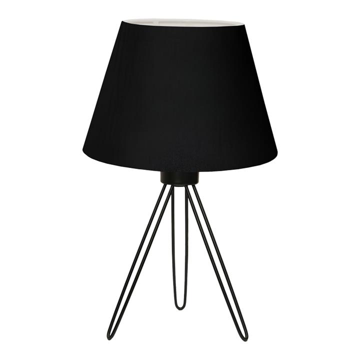 Table lamp Sherini pakoworld metal and fabric in black color 22x22x33cm