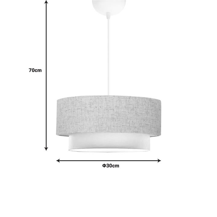 Ceiling lamp Sombre pakoworld fabric in gray with cream color D30x70cm