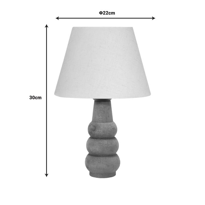 Table lamp Cabini pakoworld wood and fabric in cream color 22x22x30cm