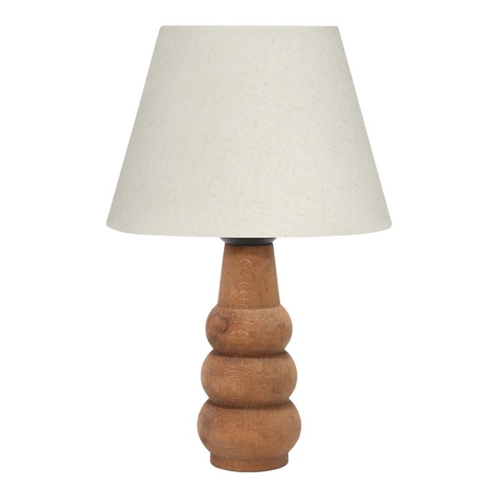 Table lamp Cabini pakoworld wood and fabric in cream color 22x22x30cm