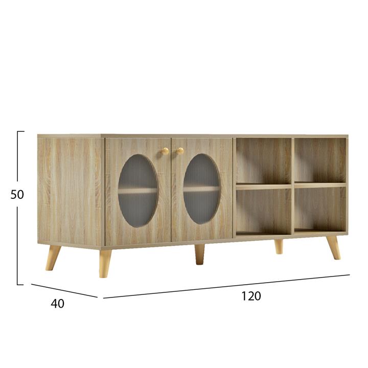 TV CABINET RILLION HM9879 MELAMINE IN SONAMA COLOR 120x40x50Hcm.