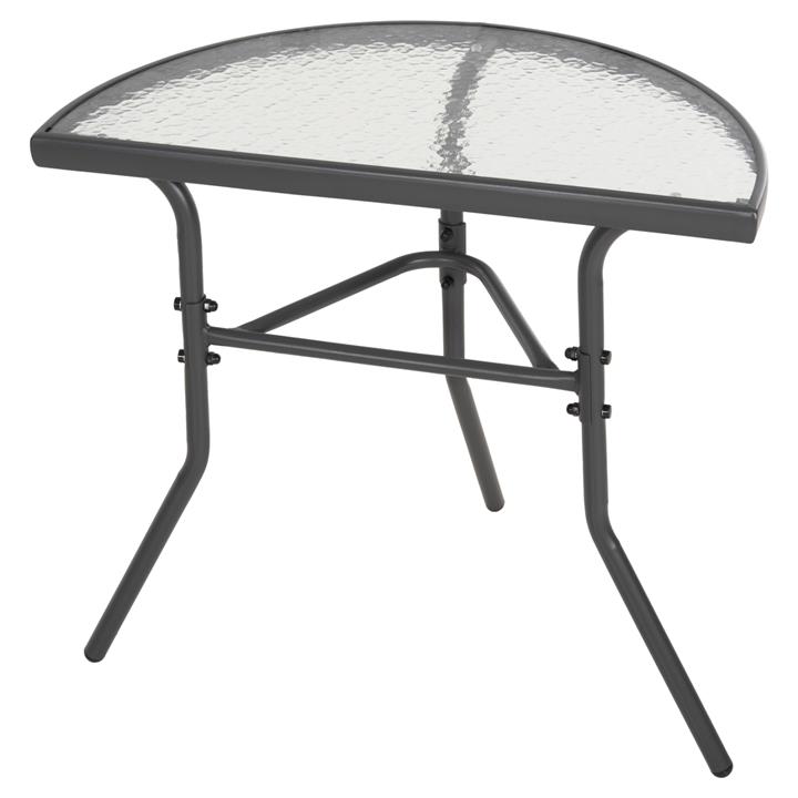 SEMICIRCULAR TABLE LIMA HM5967.01 METAL IN GREY WITH GLASS TOP 70x40x64,5Hcm.