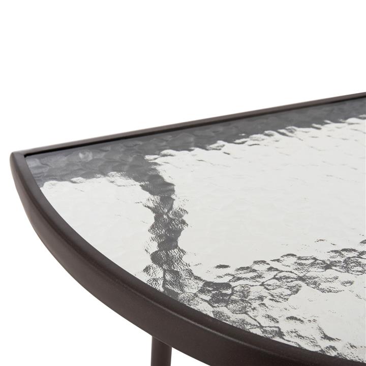 SEMICIRCULAR TABLE LIMA HM5967.02 METAL IN BROWN WITH GLASS TOP 70x40x64,5Hcm.