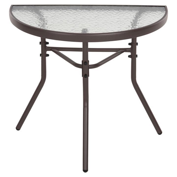 SEMICIRCULAR TABLE LIMA HM5967.02 METAL IN BROWN WITH GLASS TOP 70x40x64,5Hcm.