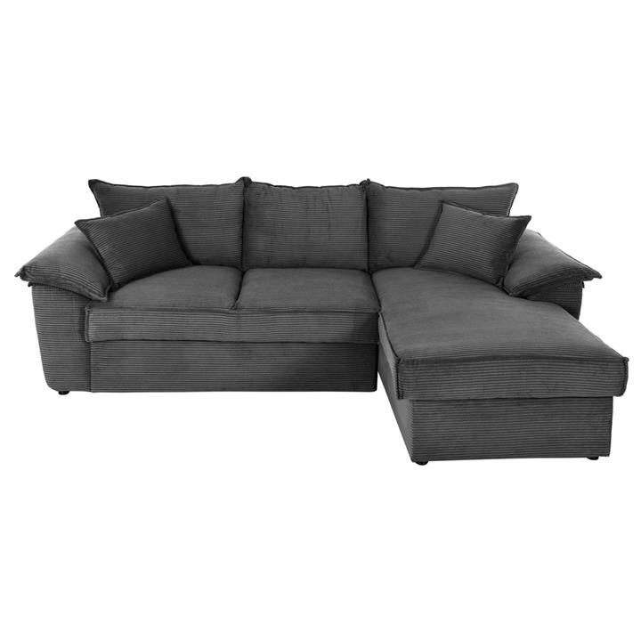 CORNER SOFA-BED WITH STORAGE SPACE ALDO HM3276.02R ANTHRACITE FABRIC 256x91-159x87Hcm.