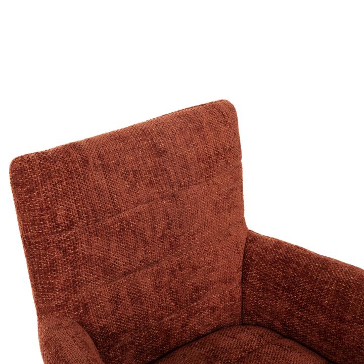 DINING ARMCHAIR GAZER HM9845.06 REDDISH BROWN FABRIC-RUBBERWOOD LEGS 66x63x91Hcm.