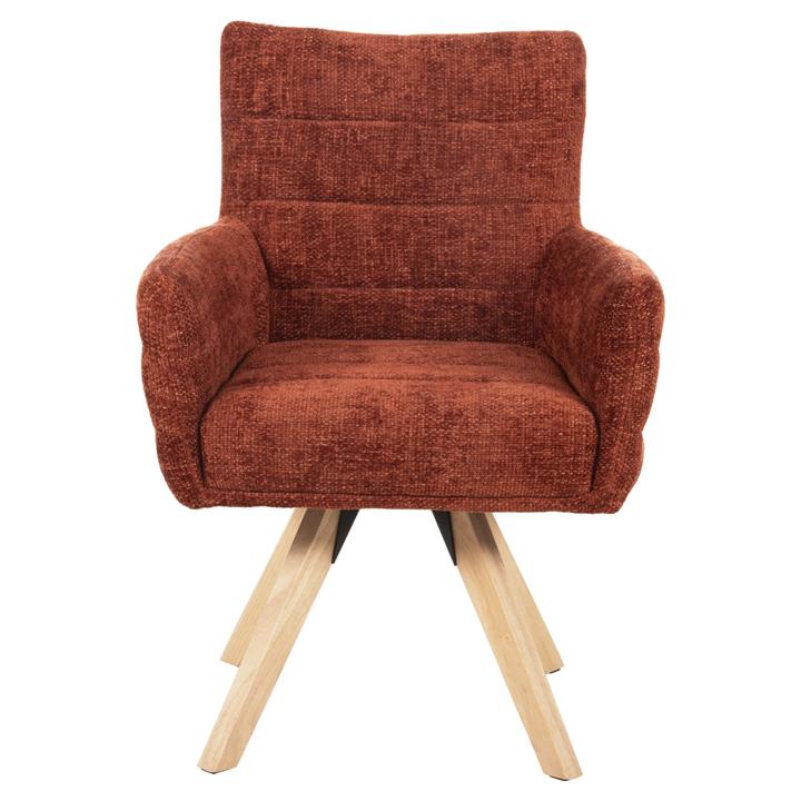 DINING ARMCHAIR GAZER HM9845.06 REDDISH BROWN FABRIC-RUBBERWOOD LEGS 66x63x91Hcm.