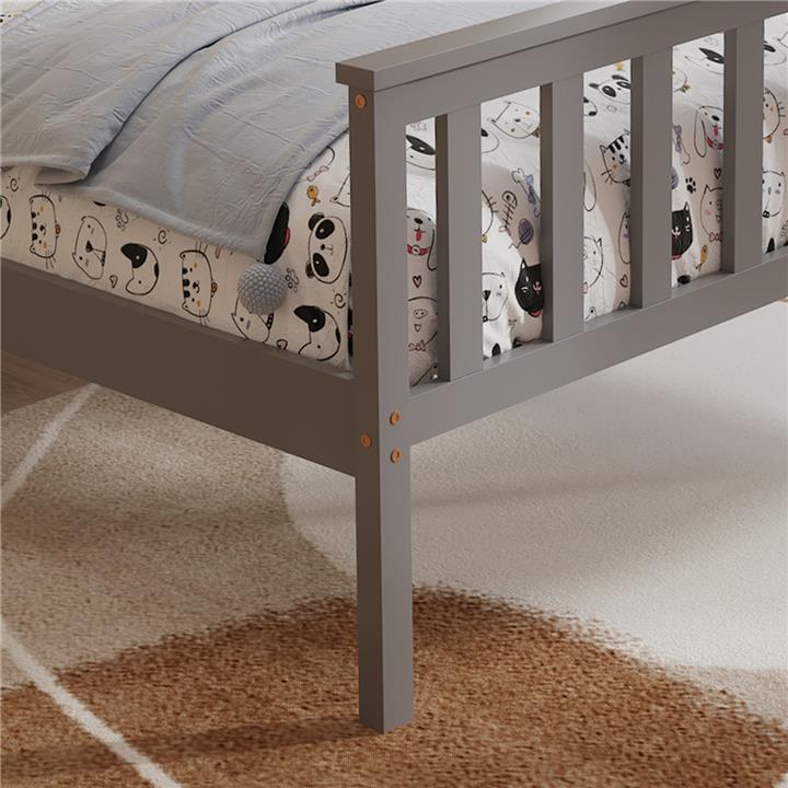 BED GIMLY HM675.05 SOLID PINE WOOD IN GREY FOR MATTRESS 190x90cm.