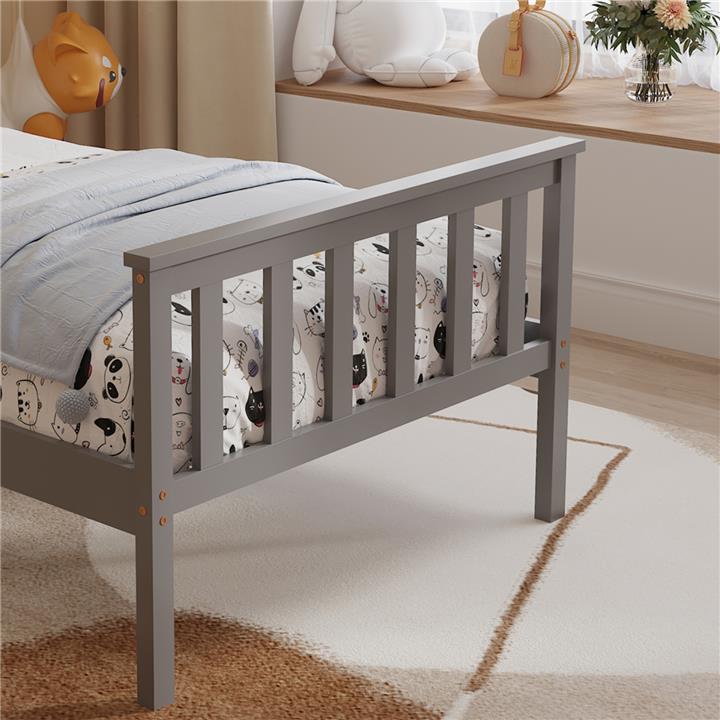BED GIMLY HM675.05 SOLID PINE WOOD IN GREY FOR MATTRESS 190x90cm.
