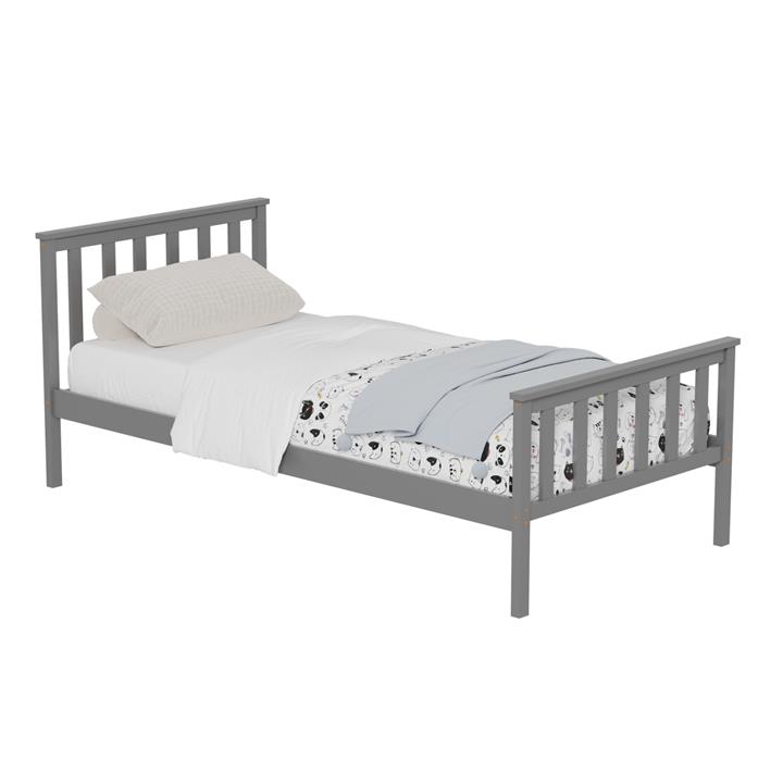 BED GIMLY HM675.05 SOLID PINE WOOD IN GREY FOR MATTRESS 190x90cm.