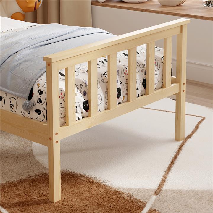 BED GIMLY HM675.01 SOLID PINE WOOD IN NATURAL FOR MATTRESS 190x90cm.