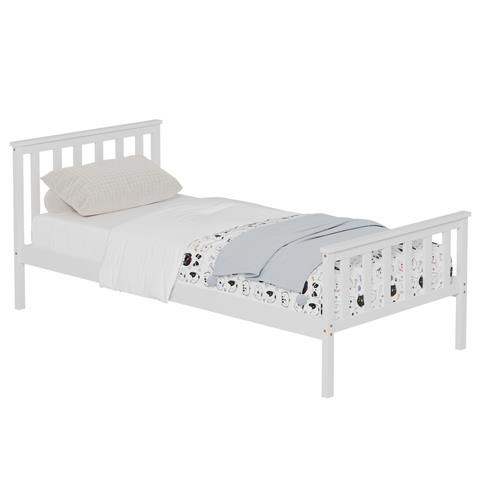 BED GIMLY HM675.03 SOLID PINE WOOD IN WHITE FOR MATTRESS 190x90cm.