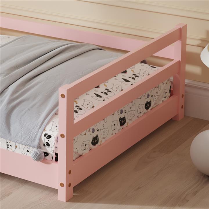 BED FOR KIDS HOUSER HM676.06 t.MONTESSORI SOLID PINE WOOD IN PINK- 190x90cm.