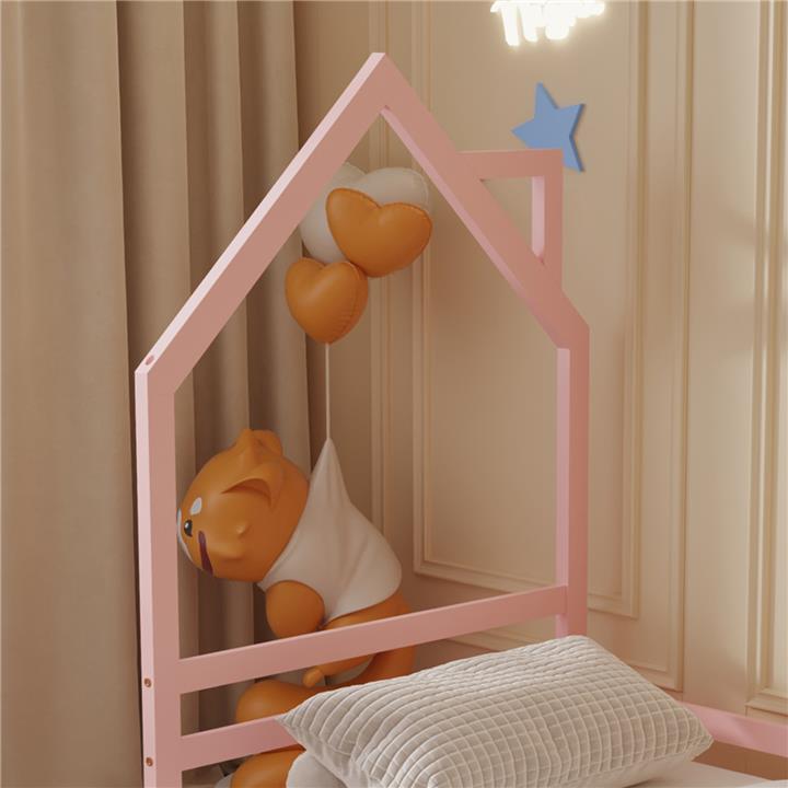 BED FOR KIDS HOUSER HM676.06 t.MONTESSORI SOLID PINE WOOD IN PINK- 190x90cm.