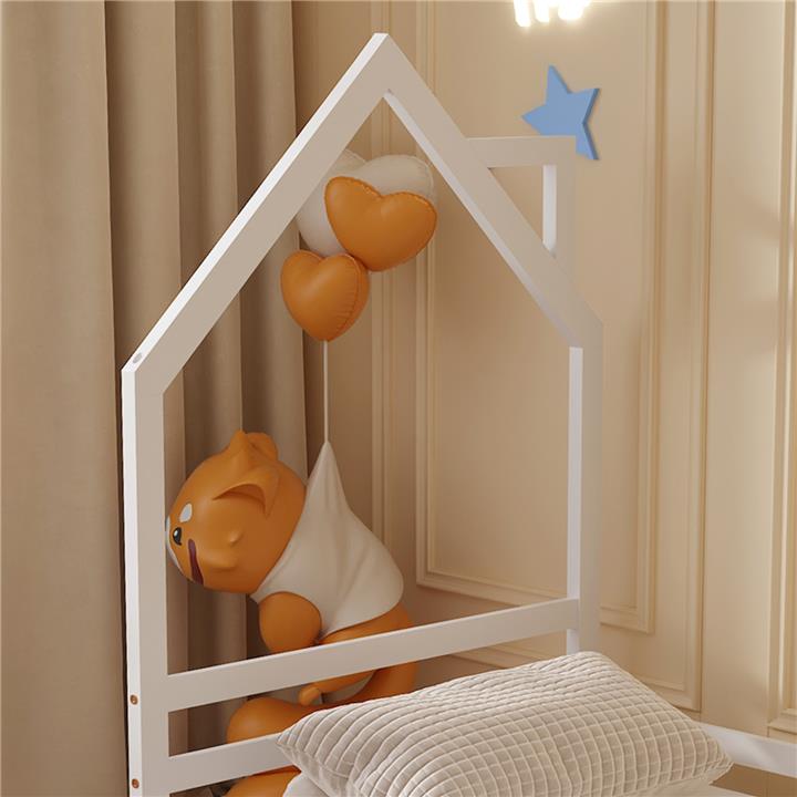 BED FOR KIDS HOUSER HM676.03 t.MONTESSORI SOLID PINE WOOD IN WHITE- 190x90cm.