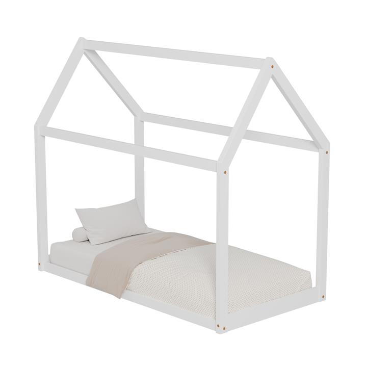 BED FOR KIDS PEPE HM677.03 t.MONTESSORI SOLID PINE WOOD IN WHITE- 190x90cm.