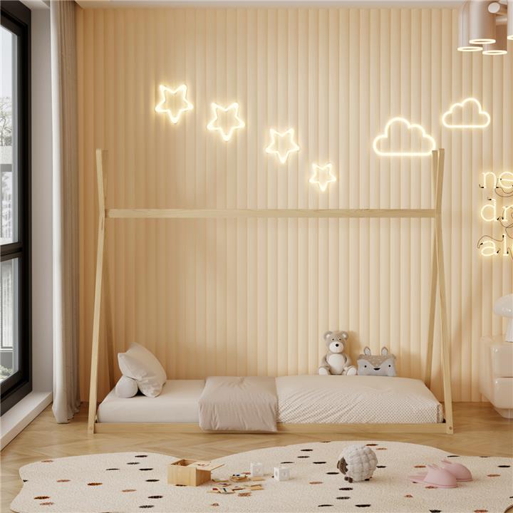 ΚΡΕΒΑΤΙ ΠΑΙΔΙΚΟ MUNK HM681.01 τ.MONTESSORI ΜΑΣΙΦ ΞΥΛΟ ΠΕΥΚΟΥ ΦΥΣΙΚΟ- 190x90εκ