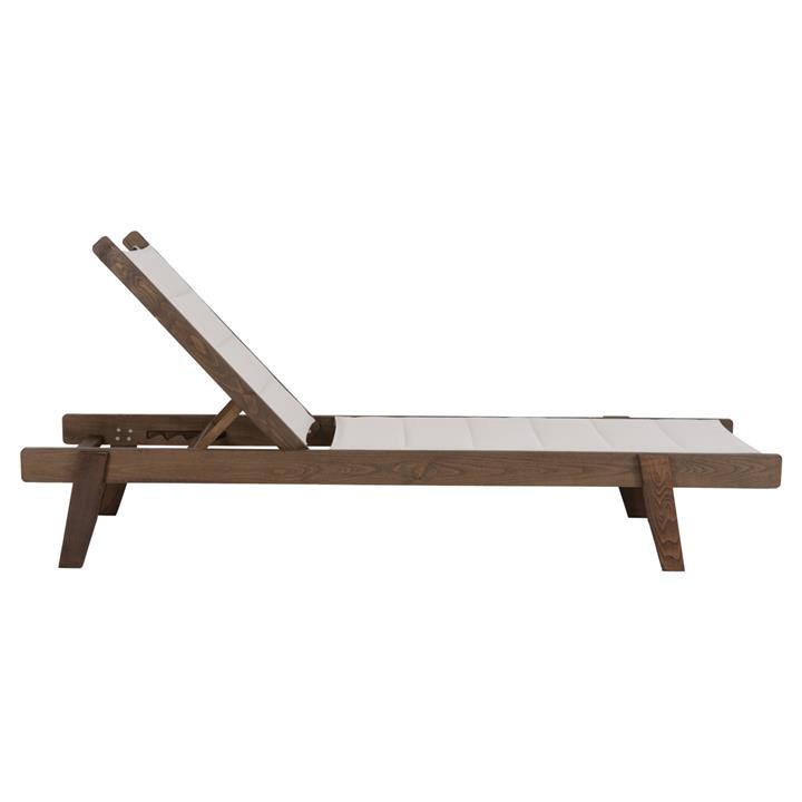 BEACH LOUNGER MILOS HM10685.01 BEECH WOOD IN WALNUT-ECRU TEXTILENE CUSHION COVER 204x65x92,5Hcm.