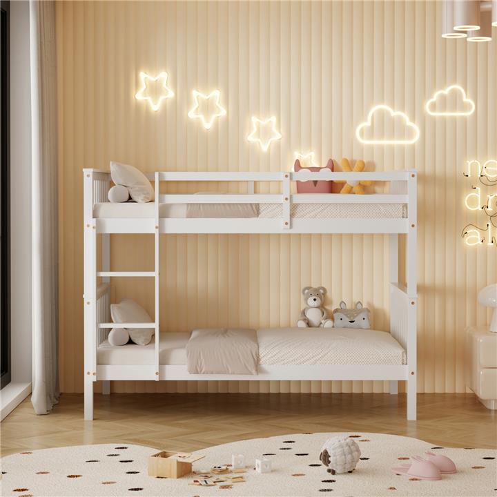 BUNK BED FOR CHILDREN LANTAI HM682.03 PINE WOOD IN WHITE-MATTRESSES 190x90cm