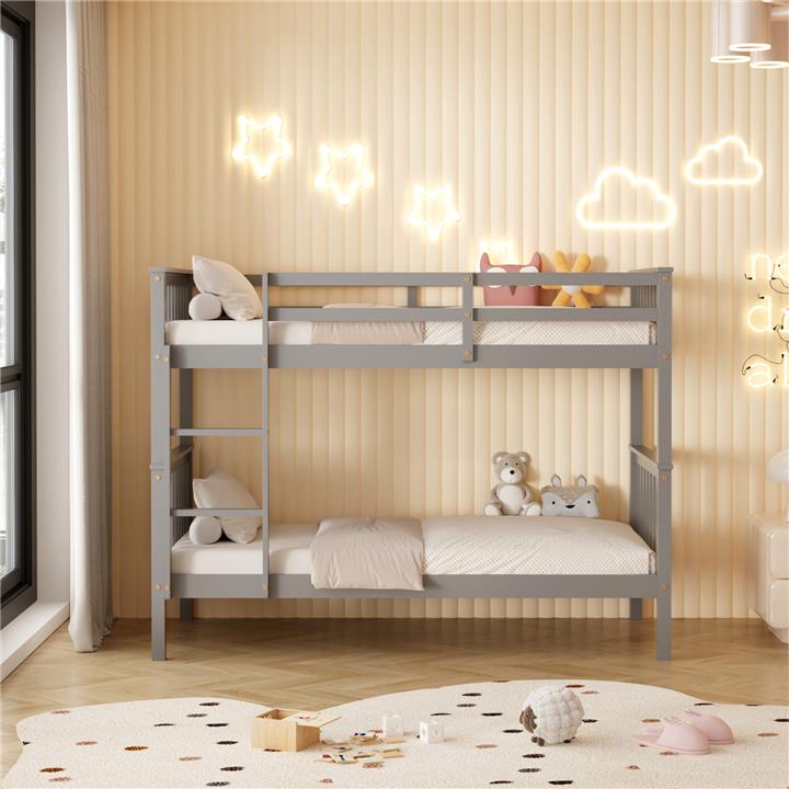 BUNK BED FOR CHILDREN LANTAI HM682.05 PINE WOOD IN GREY-MATTRESSES 190x90cm