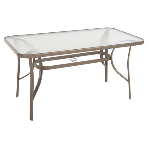 TABLE BRUNO HM5106.04 METALLIC IN CHAMPAGNE COLOR WITH TEMPERED GLASS TABLETOP 140Χ80Χ71Hcm.