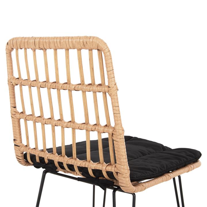 BAR STOOL MED.HEIGHT ALLEGRA HM5643.11 METAL&CUSHION BLACK-WICKER BEIGE 50x55x103Hcm.