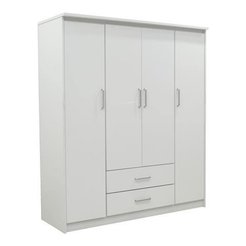 Wardrobe Olympus pakoworld with 4 doors and drawers in white colour 159x57x183cm