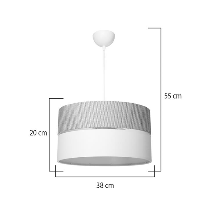Single light ceiling lamp Opal pakoworld fabric in natural and cream shade D38x55cm