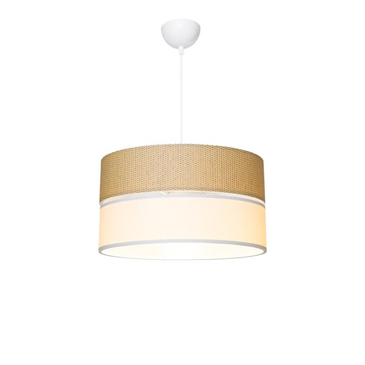 Single light ceiling lamp Opal pakoworld fabric in natural and cream shade D38x55cm