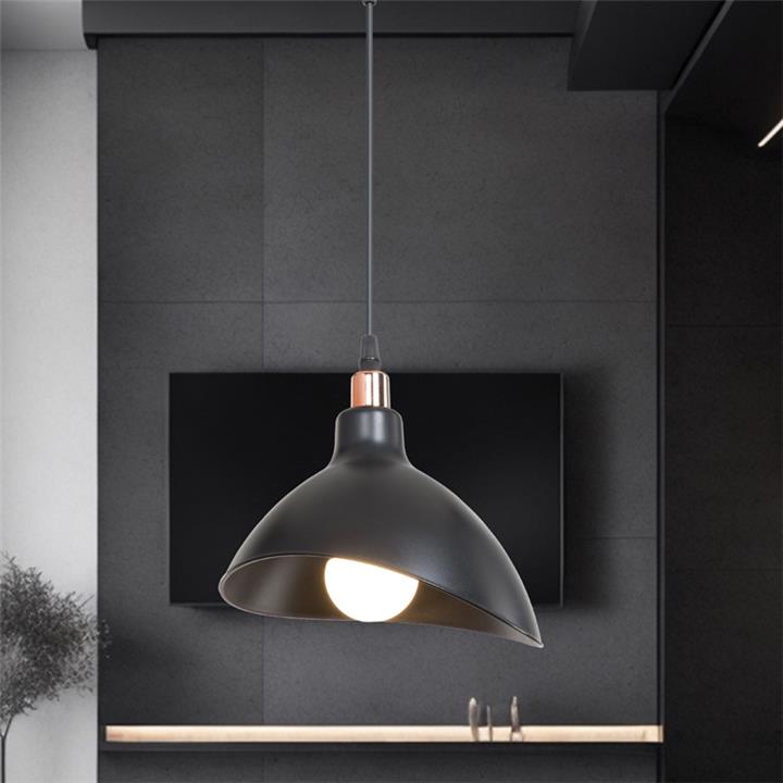 Single light Oufoa pakoworld pp ceiling lamp in black shade D22x53cm