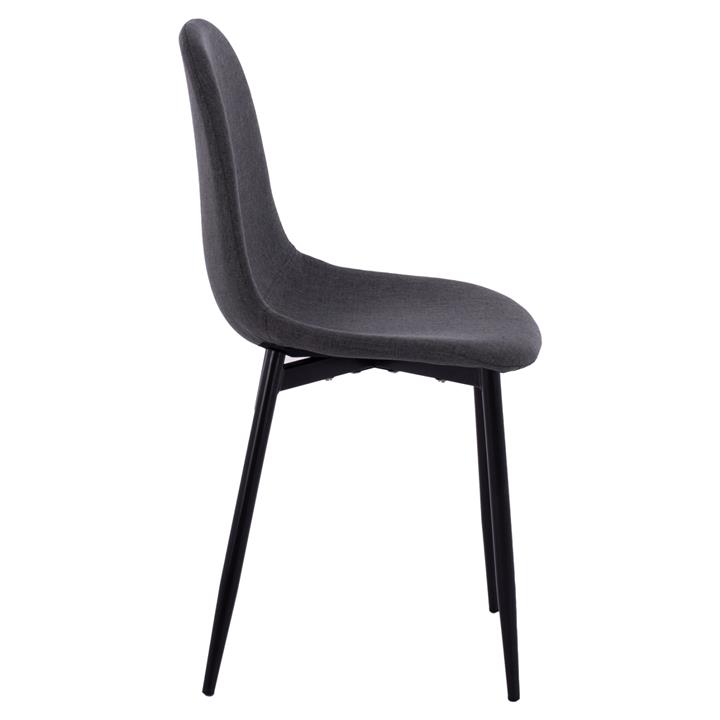Dining chair Leonardo HM00100.16 with metallic legs and dark grey fabric 43,5x59x84 cm.