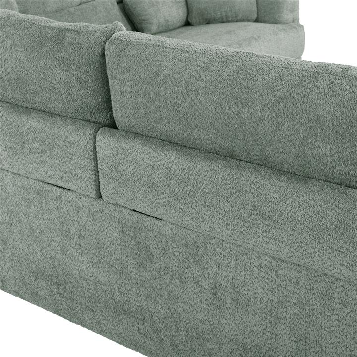 CORNER SOFA SYMMET HM3269.06 MINT FABRIC-GLOSSY ANTHRACITE LEGS 314x236x90-102Hcm.
