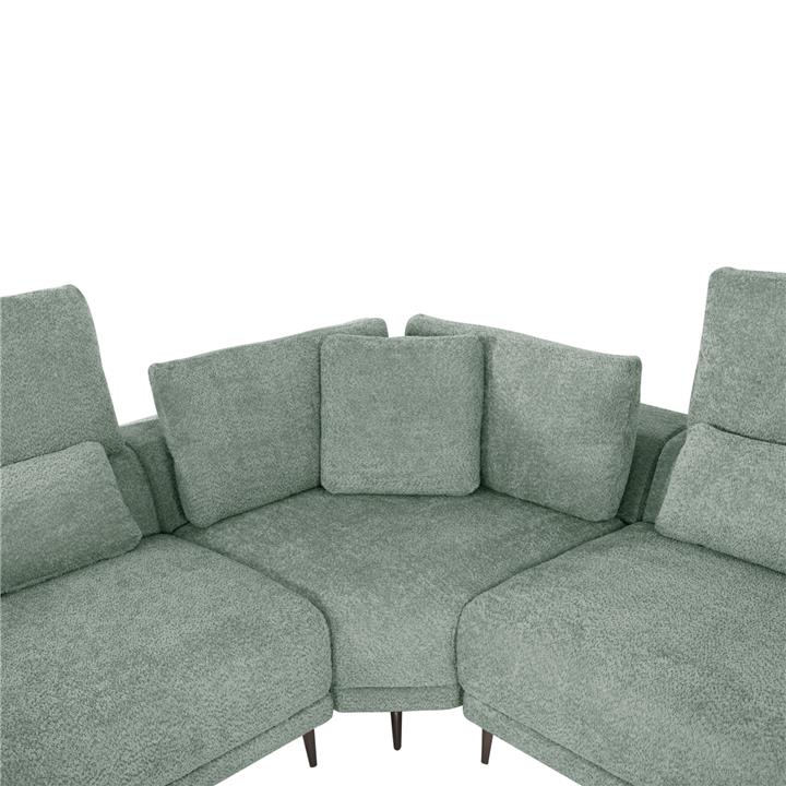 CORNER SOFA SYMMET HM3269.06 MINT FABRIC-GLOSSY ANTHRACITE LEGS 314x236x90-102Hcm.