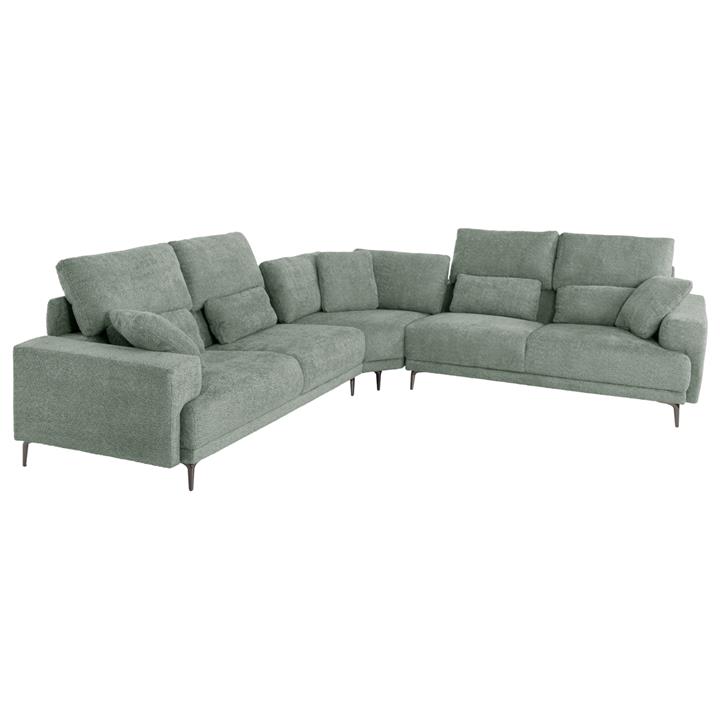 CORNER SOFA SYMMET HM3269.06 MINT FABRIC-GLOSSY ANTHRACITE LEGS 314x236x90-102Hcm.