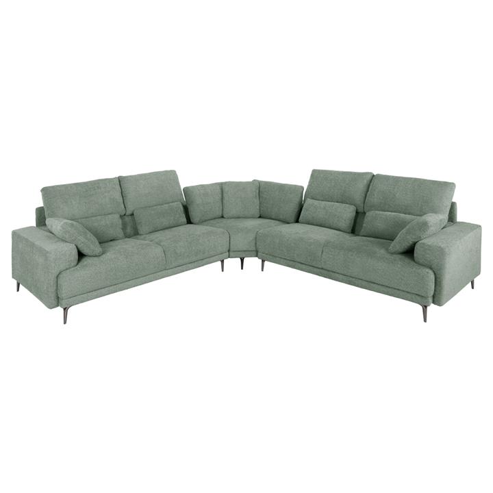 CORNER SOFA SYMMET HM3269.06 MINT FABRIC-GLOSSY ANTHRACITE LEGS 314x236x90-102Hcm.