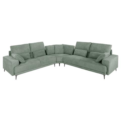 CORNER SOFA SYMMET HM3269.06 MINT FABRIC-GLOSSY ANTHRACITE LEGS 314x236x90-102Hcm.