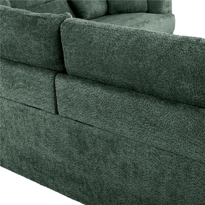 CORNER SOFA SYMMET HM3269.05 GREEN FABRIC-GLOSSY ANTHRACITE LEGS 314x236x90-102Hcm.