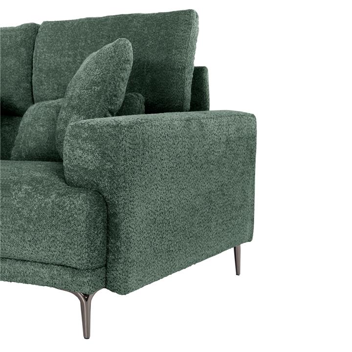 CORNER SOFA SYMMET HM3269.05 GREEN FABRIC-GLOSSY ANTHRACITE LEGS 314x236x90-102Hcm.