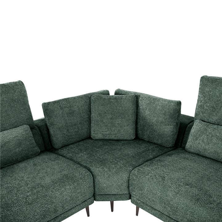 CORNER SOFA SYMMET HM3269.05 GREEN FABRIC-GLOSSY ANTHRACITE LEGS 314x236x90-102Hcm.