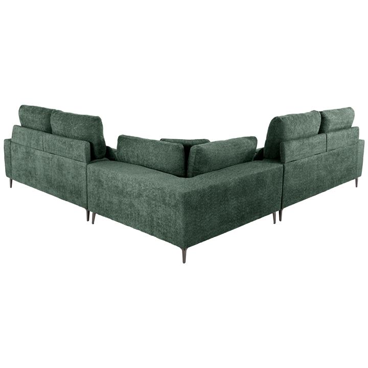 CORNER SOFA SYMMET HM3269.05 GREEN FABRIC-GLOSSY ANTHRACITE LEGS 314x236x90-102Hcm.