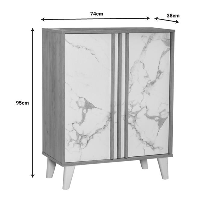 Shoe rack-cabinet Kumen pakoworld melamine in oak marble shade 74x38x95cm
