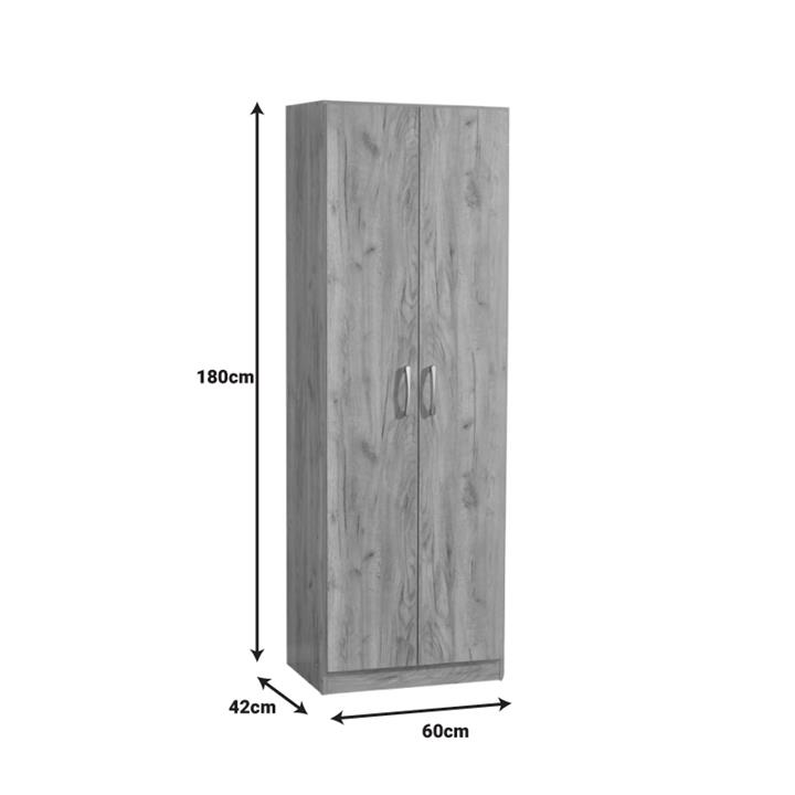 2 doors wardrobe Jonar pakoworld oak melamine 60x42x180cm
