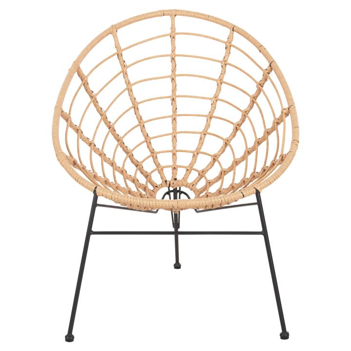 ARMCHAIR NEST-TYPE ALLEGRA HM5458.11 BLACK METAL-WICKER IN BEIGE 73x78x88H cm.