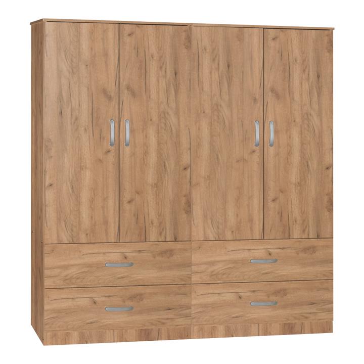 Zelia B pakoworld four-leaf wardrobe with 4 drawers natural color 158x42x180cm