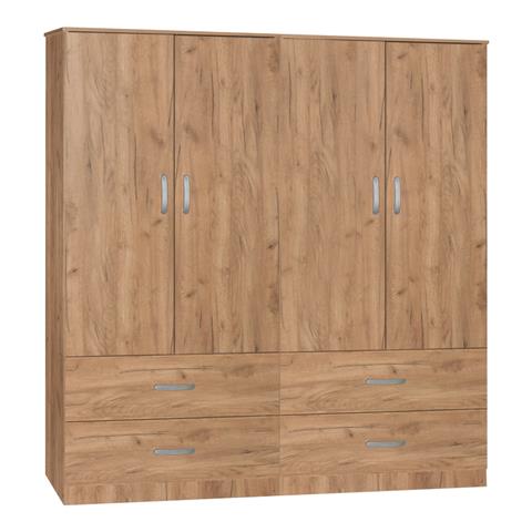 Zelia B pakoworld four-leaf wardrobe with 4 drawers natural color 158x42x180cm