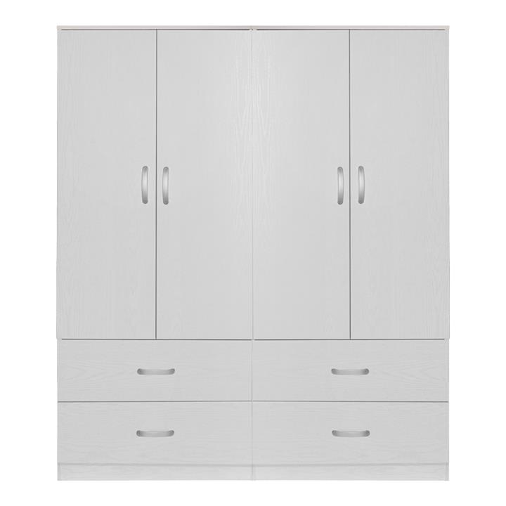 Zelia A pakoworld four-leaf wardrobe with 4 drawers color white 158x42x180cm