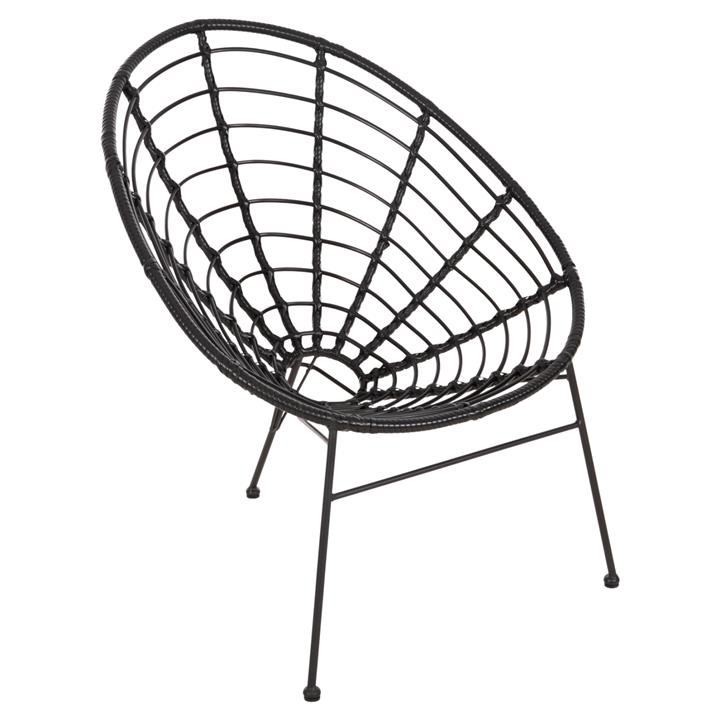 ARMCHAIR NEST-TYPE ALLEGRA HM5458.12 BLACK METAL-WICKER IN BLACK 73x78x88H cm.