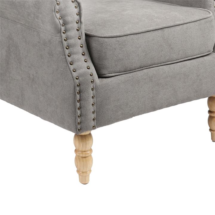 Piore pakoworld armchair gray fabric and natural rubberwood leg 77x80x106cm